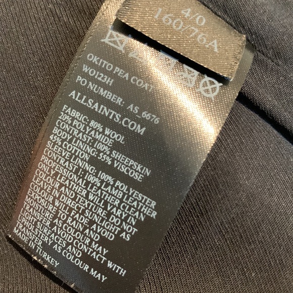 All Saints Okito Pea Coat - US Size: 4 - Picture 6 of 6